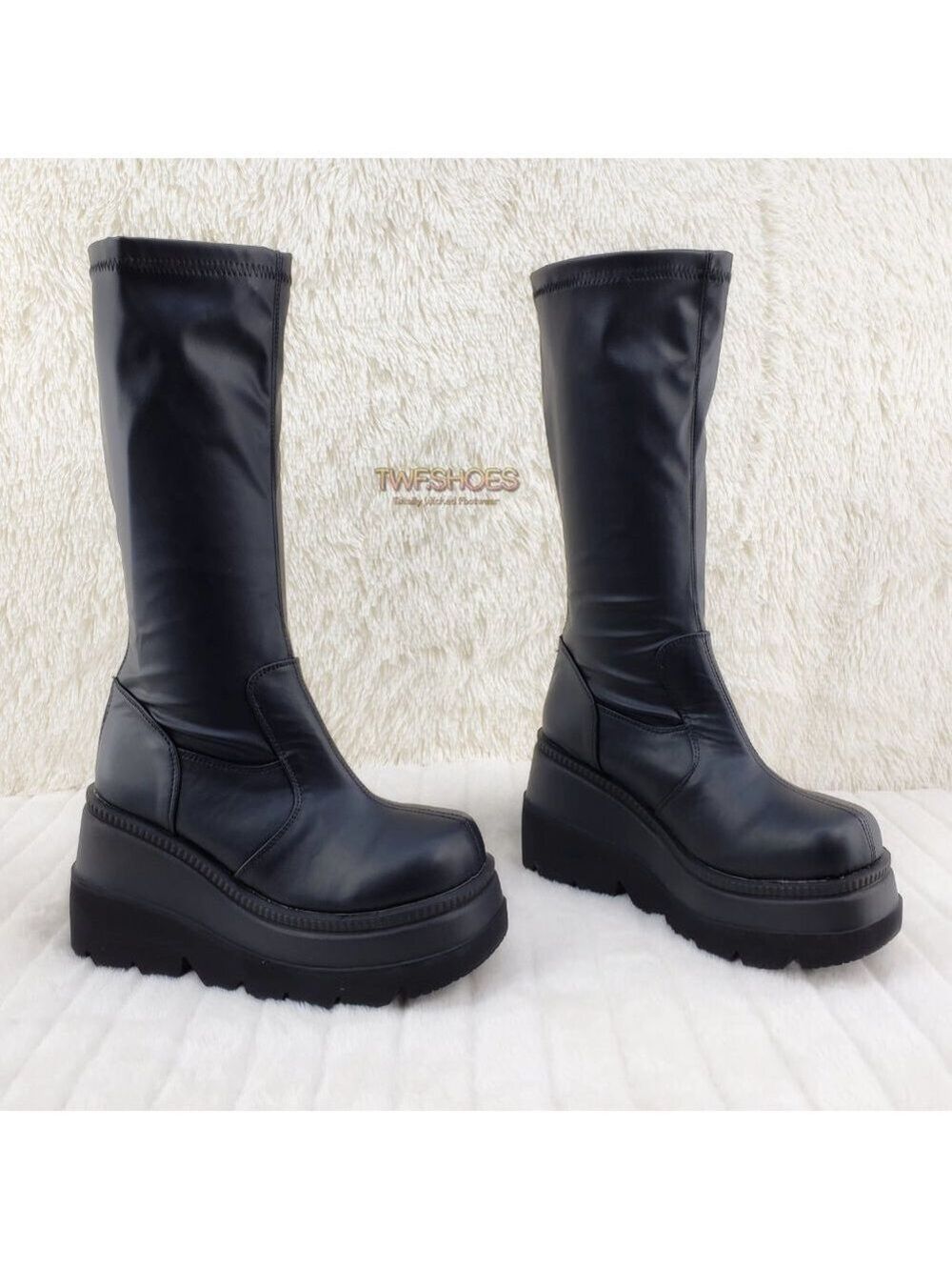 Goth Rave Platform Knee Boot Stretch Shaker 65 - Picture 7 of 10